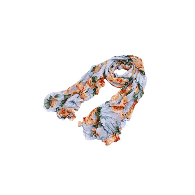 Elegant Featherweight Roses Floral Scarf, Gray