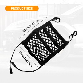 Rebvugr 3-Layer Car Mesh Organizer, Seat Back Net Bag, Car Interior Accessories Barrier of Backseat Pet Kids, Cargo Tissue Purse Holder, Driver Storage Netting Pouch Universal for Cars SUVs Trucks