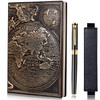 FEIDIAO Vintage Map Embossed Leather Notebook Travel Journal-Daily Notepad-Business Notebook-Drawing