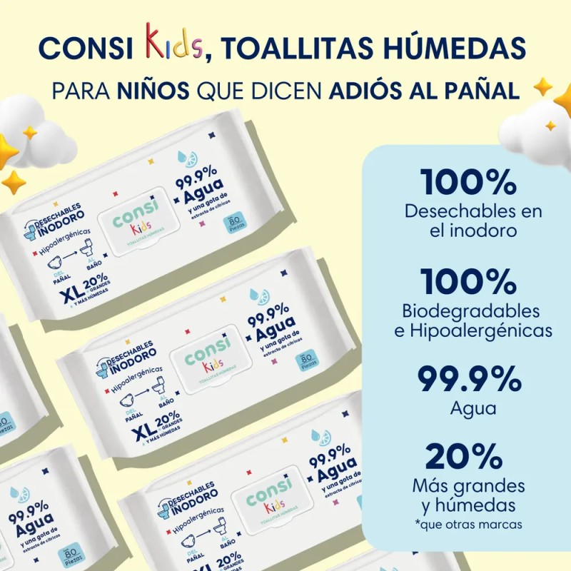Consi Toallitas Humedas Kids Desechables En Inodoro 1 Pack