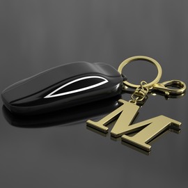 Suweibuke Stainless Steel Gold Letter A-Z Keychain for Women Men, Initial Letter Pendant with Key Ring, Charms for Key Backpack Bag (Gold-M)