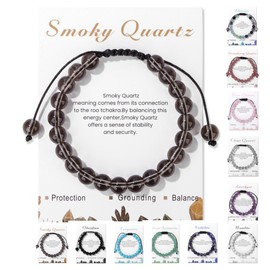 TBIBINWP Crystal Bracelet, 8mm ADJUSTABLE Stretch Natural Bead Bracelet, Birthday Valentines Mother's Father's Day Jewellery Gifts for Women Men Girl Boy