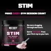 Beast Stim Pre Workout Powder 300mg Caffeine, Beta Alanine -