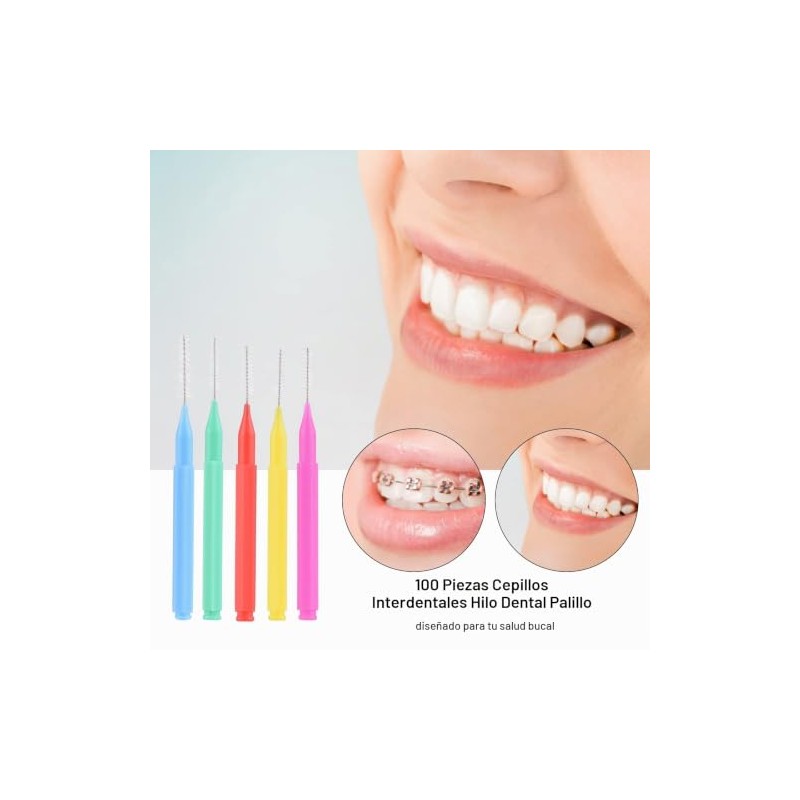 Henniu 100 Piezas de cepillos interdentales, Hilo Dental, palillo de
