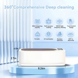 Ultrasonic Cleaner,48KHz Professional Ultrasonic Cleaner Machine, 304 Stainless Steel with UV Lights and 4 Modes Jewelry Cleaner Ultrasonic Machine for Jewelry, Dentures, Eyeglasses, Rings,Coin