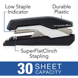 Swingline Stapler, Omnipress 30 Stapler,"Press Anywhere for Easier Use", 30 Sheet Capacity, Black/Gray (5000585A)