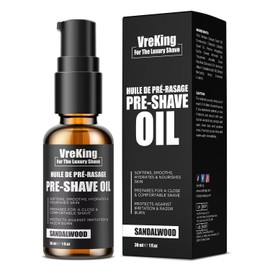 Vreking Pre Shave Oil For Men, Men Beard Pre Shaving Oil For Men For Safety Razor & Straight Razor, Pre-Shave Oil Men For Smooth Shave, Protects Against Irritation & Razor Burn, Sandalwood, 30ml