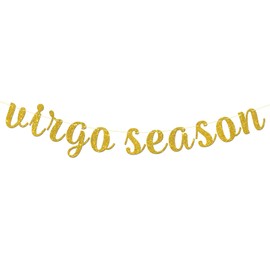 Maicaiffe Virgo Season Banner - Virgo Queen King Birthday Party Decor for Boys Girls - Virgo Zodiac Astrology Birthday Decorations Gold Glitter