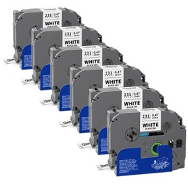 Labelwell 6-Pack TZe TZ Tape 12mm 0.47 Laminated White Replacementt for Brother P Touch Label Tape Black on White Refills for Ptouch PT-D220 D210 H110 D400 D600 D410 D610BT H100 Label Maker, 1/2 Inch