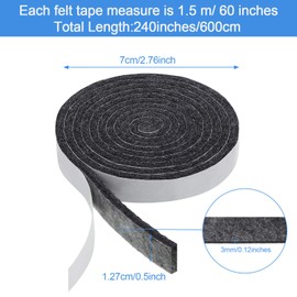 Zonon 4 Rolls 1/2 x 240 Inch Felt Strips with Adhesive Backing Felt Tapes Felts Furniture Strips Self Stick Heavy Duty Polyester Pads for Furniture, Protecting Floors, Windows and DIY(Dark Grey)