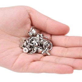 Fdit Metal Button Rivets, Pack of 10 Brass Silver Rivet DIY Leather Craft Metal Rivets with Pull Ring Buckle for Bags Belts Leather Bracelets Shoes Boots Handbags