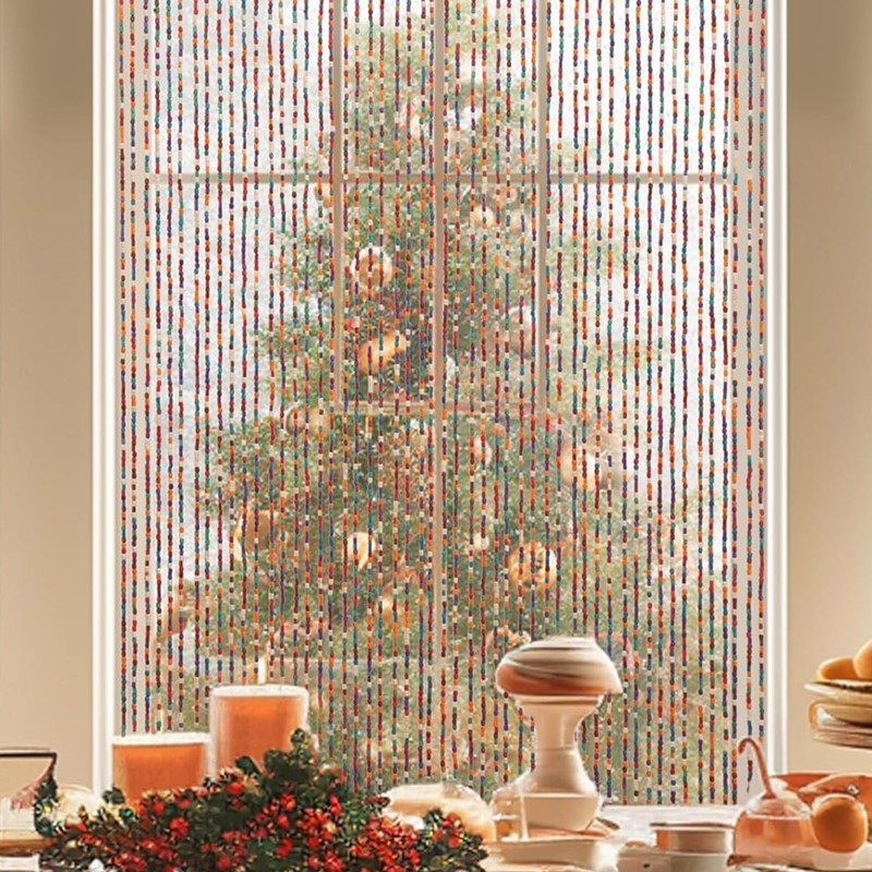 Ousuwo Rainbow Sparkle Thread Curtain for Doorway & Background Decor
