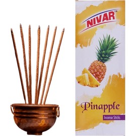 NIVAR Pineapple Agarbatti – Hand-Rolled Bamboo-Free Herbal Incense Sticks for Pooja, Meditation & Home Fragrance – Long-Lasting Aroma – 80 Natural Incense Sticks