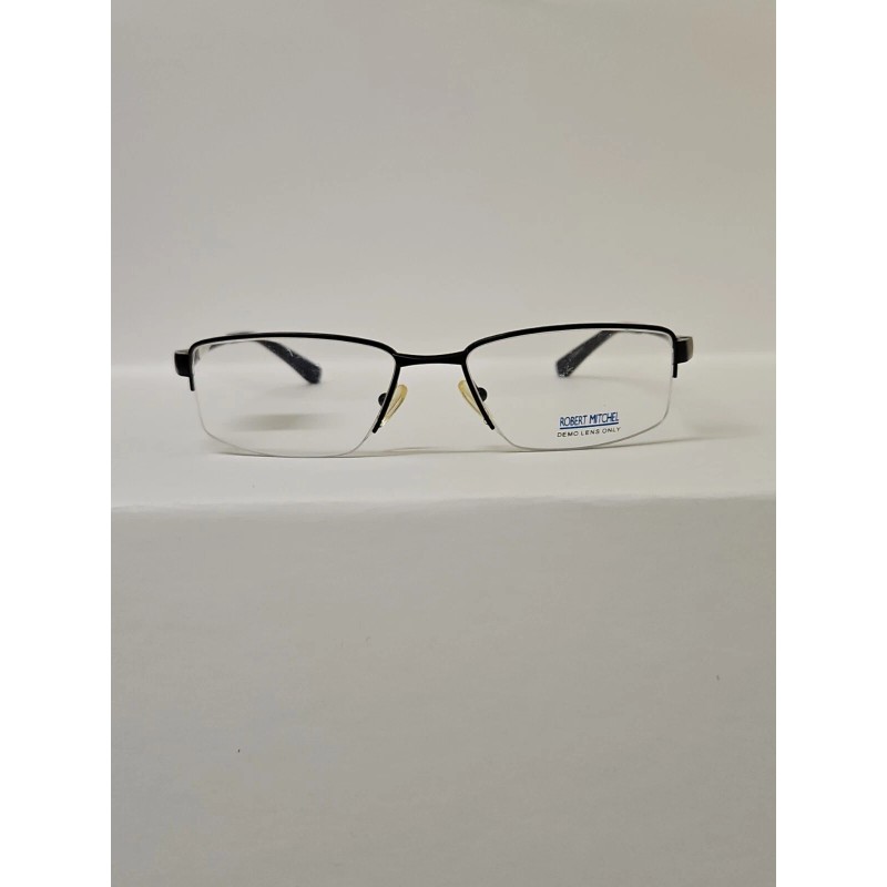 Robert Mitchel Eyeglasses Frames RM 1009 BK Black Rectangular Half