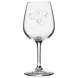 Etched Laser Art Chinook Dog Themed Etched 12.75oz Wine Glass