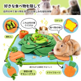 SFTRADE Rabbit Rabbits Toy, Mat, Preventing Fast Eating, New Habit of Eating Slowly, Guinea Pig, Chinchilla, Degu Rabbit Supplies (Green Vegetables, 13.8 x 13.8 inches (35 x 35 cm)