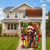 Christmas Dog Garden Flag 12x18, Puppy Santa Hat Holiday Double