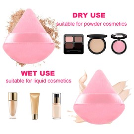 6Pcs Triangle powder puffs with 1Pc Storage Box Kit, Pink Soft velvet Face Makeup Sponge Powder Puffs Set for Face Powder Setting loose Powder Mineral Powder Cosmetic Foundation Blending Wet Dry