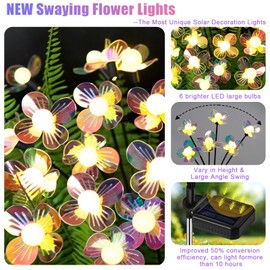 NBQQ Solar Garden Lights- New Upgraded Solar Swaying Light,Solar Firefly Lights,Solar Lights Outdoor Waterproof,Sway by Wind,Perfect Gardening Gifts for Women, Holiday and Christmas Decoration(4pack)