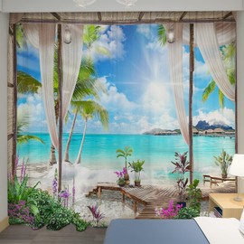 U-SITU Curtain Double Opening Atmosphere Curtain Blackout Curtain Thermal Insulated UV Protection Interior Order Can Be Made Sliding Window High Waist Window Interior Decoration Cherry Blossoms Scenic