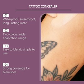 Kit Profesional de Cobertura para Tatuajes, Maquillaje Corrector Para Cara y Cuerpo, Cubre Fácilmente Los Tatuajes, Aplicación Suave, Tono Natural, Varias Situaciones