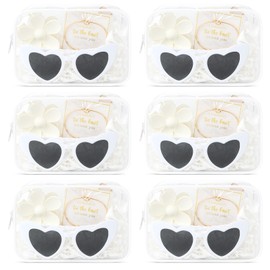 DEEKA 30 Pcs Bridesmaid Proposal Bag Set Gift Clear Makeup Toiletry Bag Bachelorette Party Favors Sunglasses Flower Claw Clips Scrunchies Knot Bracelets Bridal Wedding Party Gifts (White)