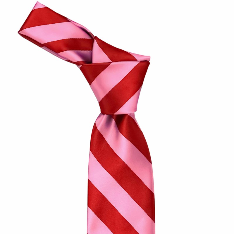 tiemart Striped Tie (Pink and Red)