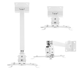 iSinbox Project Mount, Mini Projector Stand White Universal Ceiling Mount Wall Bracket Holder Fits Flat or Sloped Adjustable with Extendable Arms Compatible JY821