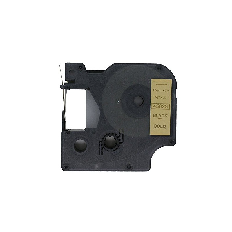 BROVACS 1 Pack Black on Gold Label Tape Compatible for