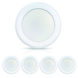 ECOELER 6 Inch LED Flush Mount Ceiling Light, Surface Mount LED Disk Light, Aluminum Baffle Trim, 15W, 4000K Cool White, 1100LM, Dimmable. Energy Star&UL-Listed, 4Pack