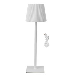 Cordless Table Lamp Pleated Lampshade Rechargeable LED Lamp Home Decoration for Reading White