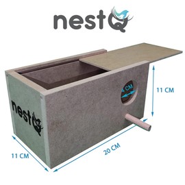 nestQ Wooden Budgie Nesting Box with Secure Hooks - Spacious, Eco-Friendly Bird Breeding Habitat for Small Birds - Natural Wood Birdhouse with Easy-Clean Design - 7.87 Inches in Length