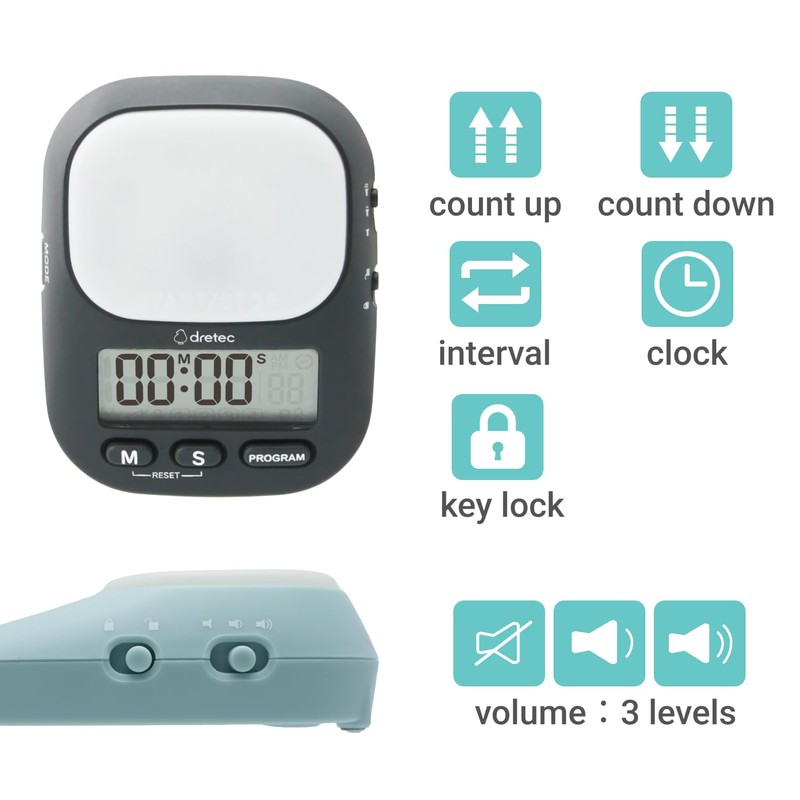 dretec pomodoro Timer, Productivity for Studying, Large Button, Interval,Beige