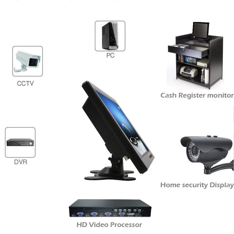 Hikity 10.1 Inch Small HDMI Monitor Portable CCTV Monitors 1280x600