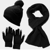 Figarge Women's Winter Hat Scarf Touchscreen Gloves Set with Thick