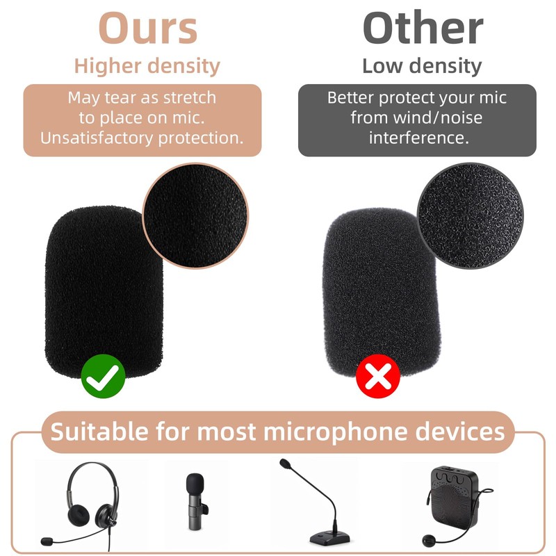 10 Pack Microphone Covers Foam, Lapel Headset Microphone Windscreen Sponge