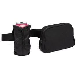 WanderFull Original Crossbody HydroBeltbag | Fanny Pack with Removable Water Bottle Holder | Adjustable Waist Bag for Carrying Your Purse, Phone, Accessories w/Tumbler Holder (Black)