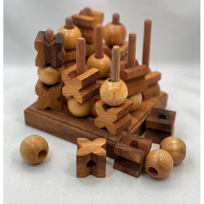 Tic-Tac-Toe 3D Strategy Wooden Game