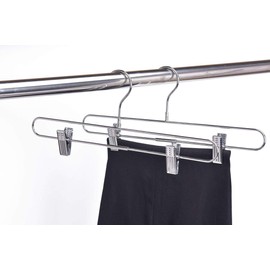 Quality Chrome Pant & Skirt Hanger Set - 10-Pack with 360-Degree Swivel Hooks - Durable, Anti-Rust Hangers for Clothes, Jeans, Slacks & Trousers