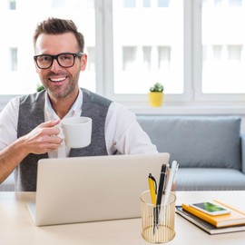 2 Stück Gold Stiftehalter, Durchbrochen Runder Pinselhalter, Schminktisch Zubehör, Schreibtisch Organisator Gold, Make-up Pinsel Organizer, für die Schule, Zuhause, Büro