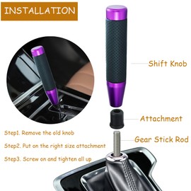 Temzzer Gear Knob 7 Inch Long Weighted Car Shift Handle Aluminium Gear Stick Shifter Head for Most Manual Automation Vehicles (Purple)