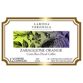 Zabaglione Orange Costa Rica Decaf Coffee (Single Serve K-Cup Pods) (Gourmet, Naturally Flavored, Whole Coffee Beans) (12 pods, ZIN: 575712) - 2 Pack