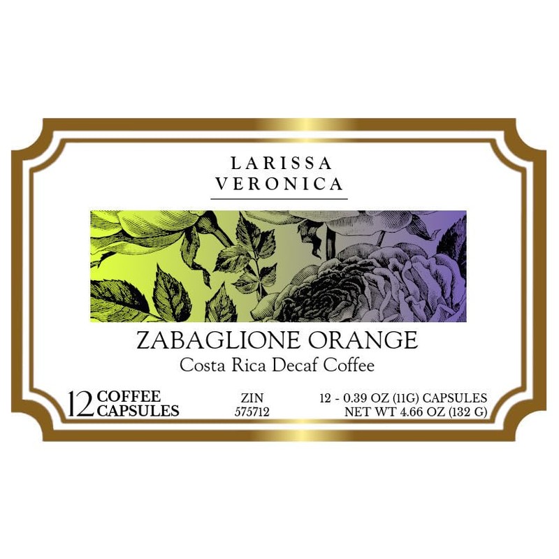 Zabaglione Orange Costa Rica Decaf Coffee (Single Serve K-Cup Pods)