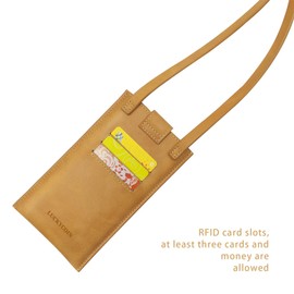 LUCKYCOIN Genuine Leather Small Crossbody Bags for Women,Mini Purse with Credit Card Slots, Adjustable Shoulder Strap Wallet,Purse Card Wallet Satchel Pouch,Brown