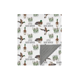 HawSkgFub Little Duck Hunter Mallard Hunting Mink Baby Blanket Dotted Backing Boy Girl Shower Gift, Wild Animal Reed Double Layer Nursery Swaddle, Soft Newborn Infant Toddler Bed Crib Bedding 30 x 40