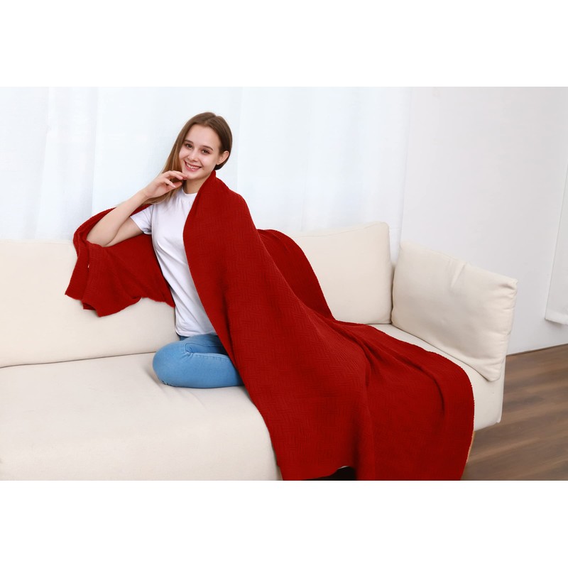 Knit Cotton Throw Blanket Cable Throw 50 x 70 Inch