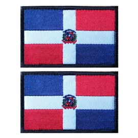 EmWoot 2PCS Dominican Flag Patch Embroidered Morale Patch Military Tactical Patches Hook and Loop
