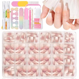 360 Pieces Gradient Ballerina Press On Nails Set, Pink White Gradient Artificial Nails for Sticking with 2 Pieces Nail Oil Pen, Medium Duanti jianbianFake Nails for Women DIY