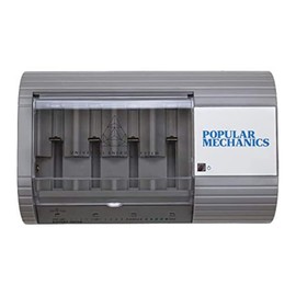Popular Mechanics Battery Recharger - Disposable & Rechargeable Battery Charger for Alkaline & NiMH AAA, AA, C, D, N, 6V Or 9V Batteries - Includes Built-in Battery Tester