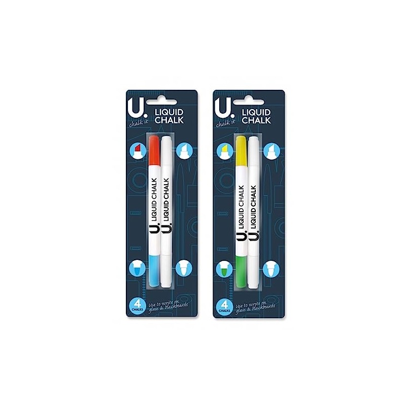 U.Chalk It - Liquid Chalk Pens, Assorted Colours, 2 Double-Ended